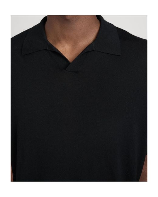 FRAME Black Relaxed Knit Polo Shirt for men