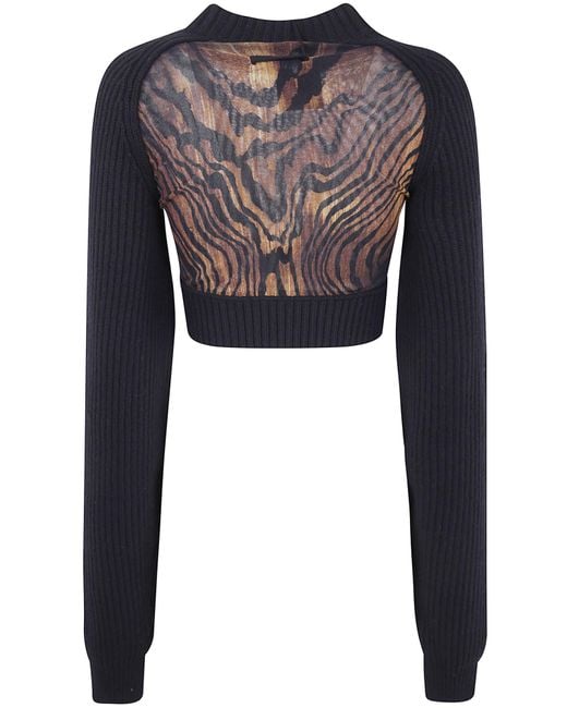 Jean Paul Gaultier Black Wood Printed Cropped Top