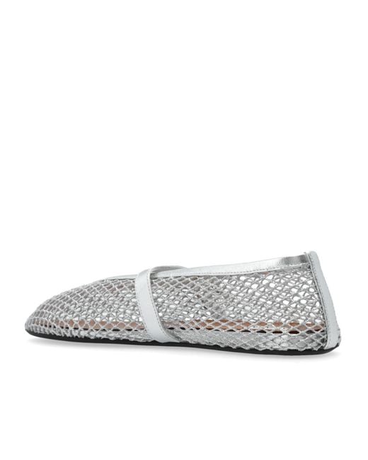 Alaïa White Alaïa Buckle Detailed Fishnet Ballet Flats