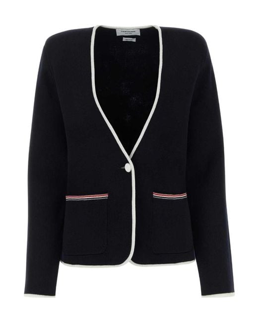 Thom Browne Black V-Neck Buttoned Cardigan
