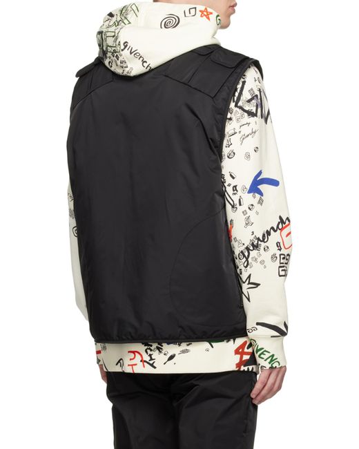 Givenchy Black Zip-Up Logo Embroidered Vest for men