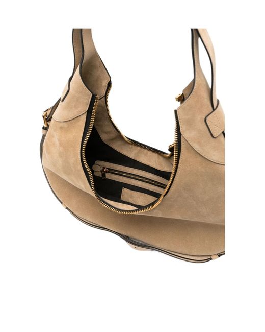 Moschino Natural Crescent-Shape Shoulder Bag
