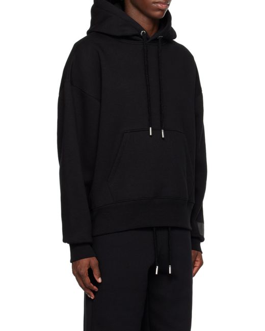 AMI Black Long-Sleeved Drawstring Hoodie for men