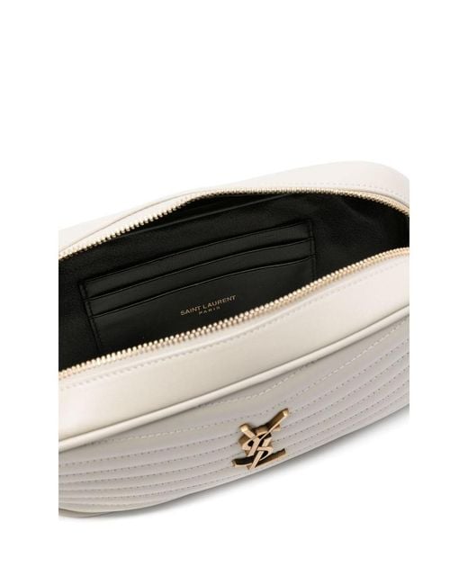 Saint Laurent Natural Lou Logo Plaque Mini Shoulder Bag