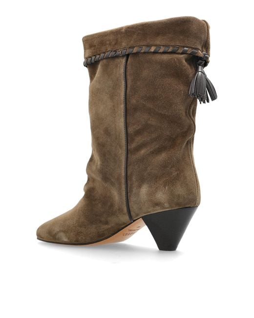 Isabel Marant Brown Pleated Ankle Boots