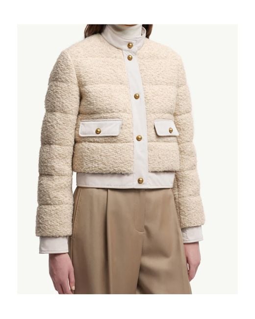 Moncler Natural Blandy Bouclé Short Down Jacket
