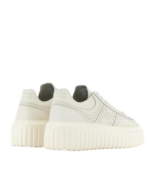 Hogan White Logo-Perforated Chunky Sneakers