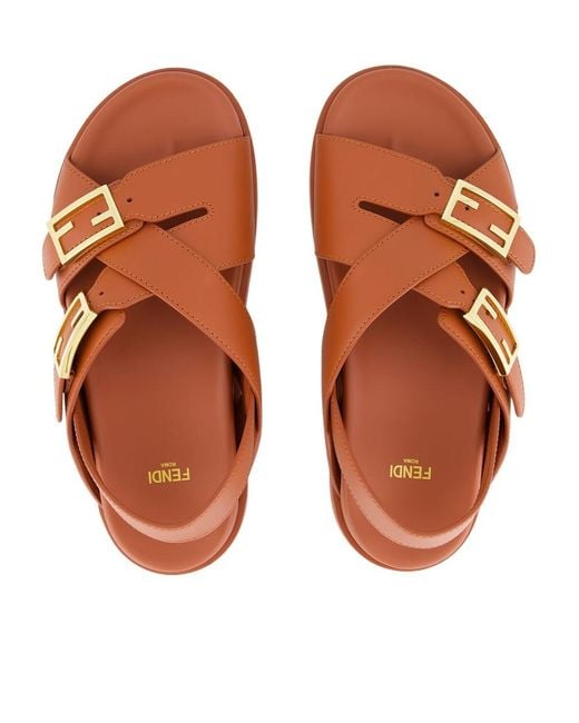 Fendi Brown Leather Sadaols