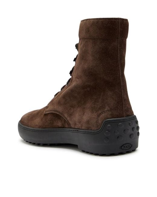 Tod's Brown Winter Gommino Suede Ankle Boots for men
