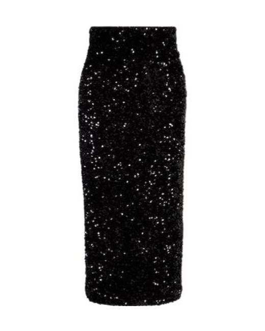 Vince Black Sequined Velvet Midi Skirt