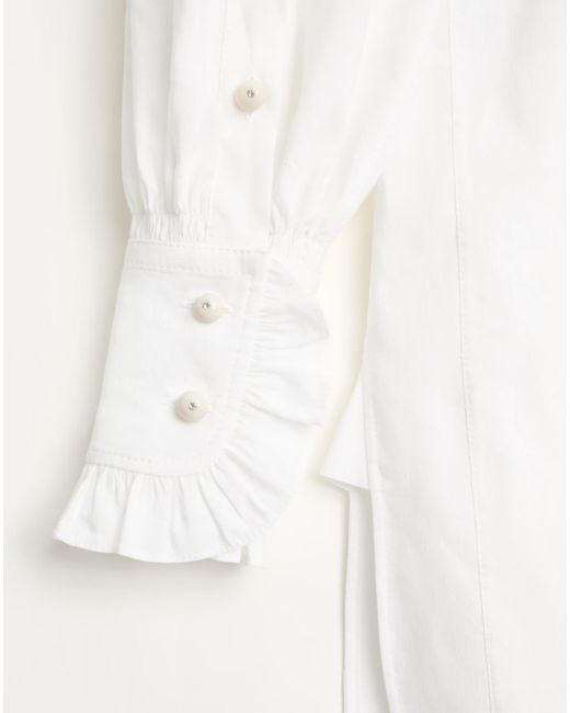 Valentino White Ruffled Long-Sleeved Mini Dress