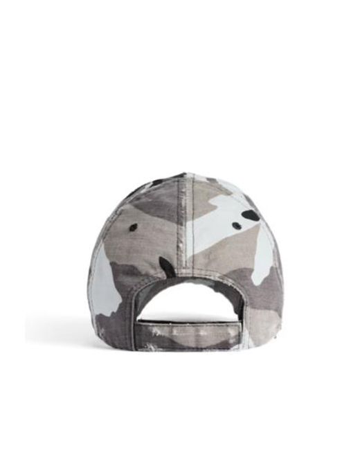 Balenciaga White Logo Embroidered Camo Cap for men