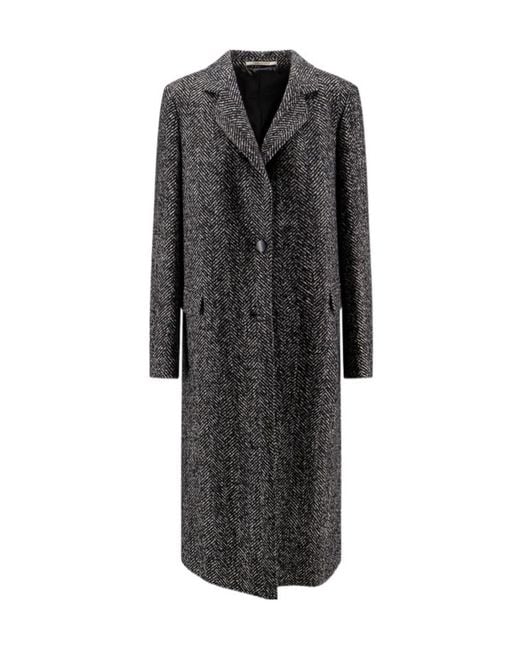 Tagliatore Black Amanda Herringbone Wool Coat