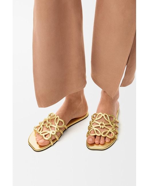 Loewe Metallic Petal Anagram Sandals