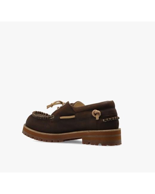 Moschino Brown Whipstitch Lug-Sole Boat Shoes for men