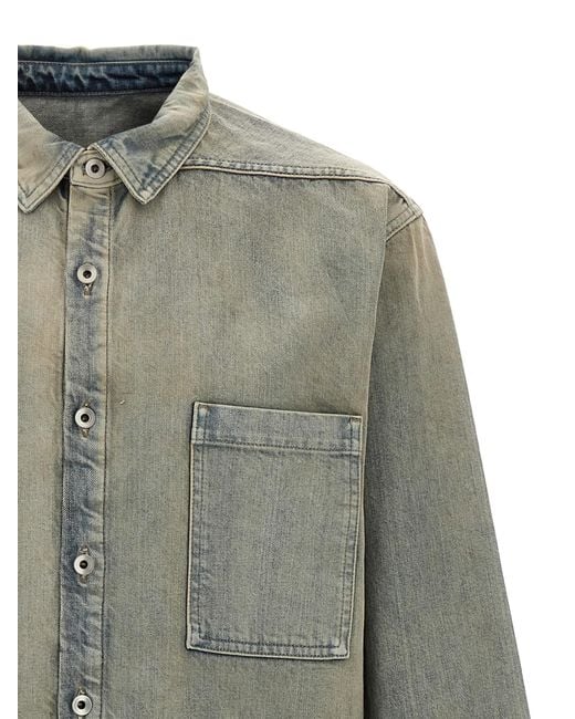 Rick Owens Gray Denim Oversized Overshirt for men