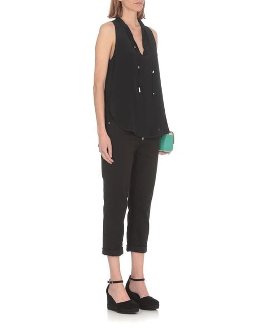 Dondup Black High-Waist Cropped Stretched Jeans