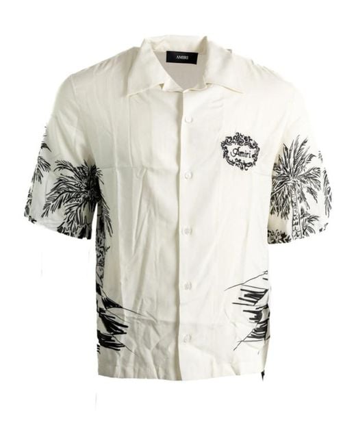 Amiri White Pattern-Printed Short-Sleeved Shirt for men