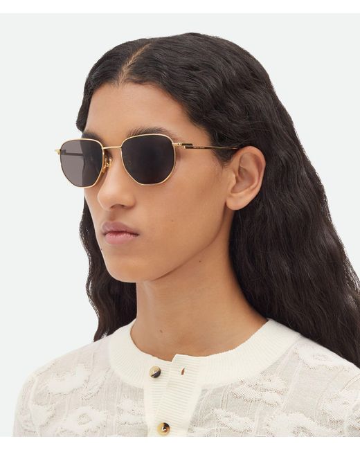 Bottega Veneta White Split Panthos Sunglasses