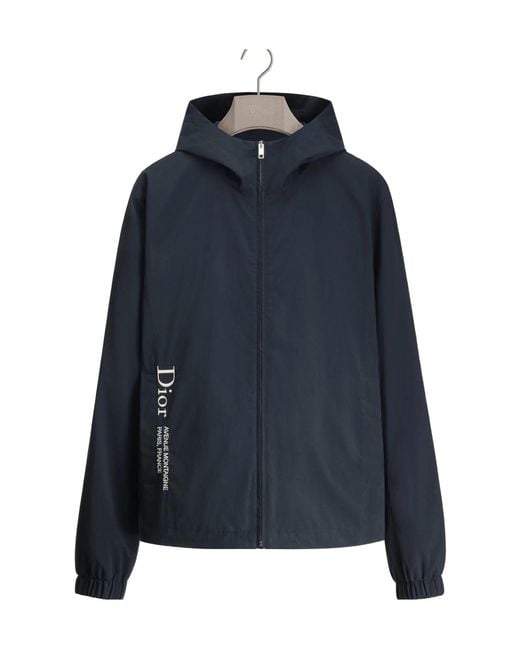 Dior Blue Homme Montaigne Zip Hooded Jacket for men