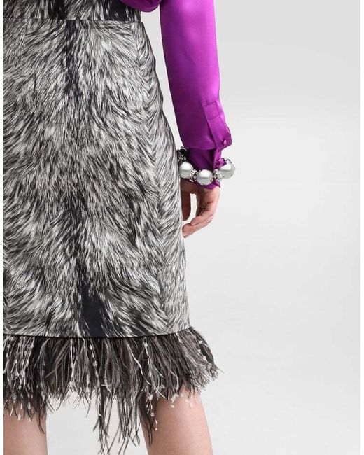 Dolce & Gabbana Gray Charmeuse Midi Pencil Skirt