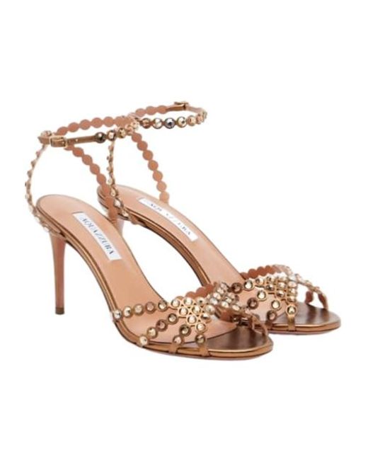Aquazzura Metallic Crystal High-Heeled Sandals