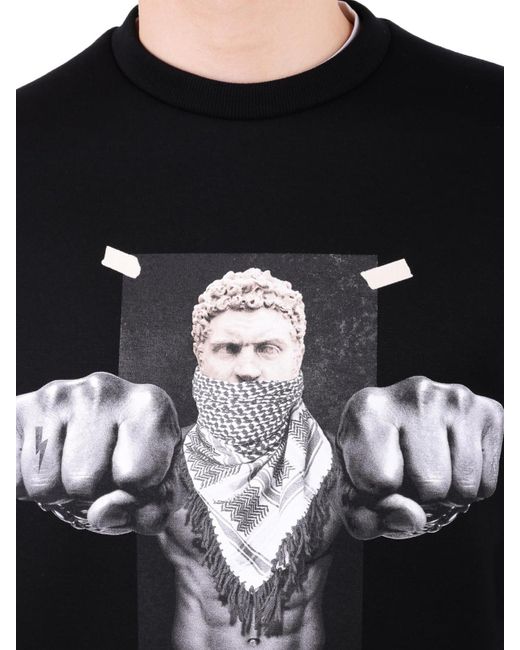 Neil Barrett Black Frontal Impact Color Printing Detail Hoodie for men
