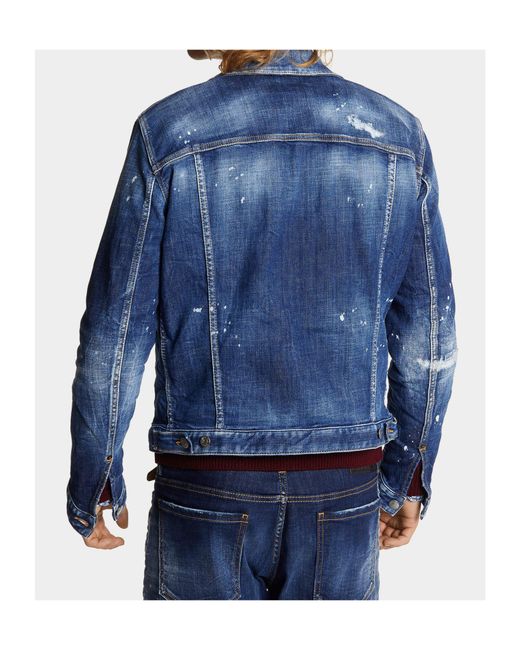 DSquared² Blue Distressed Denim Jacket for men