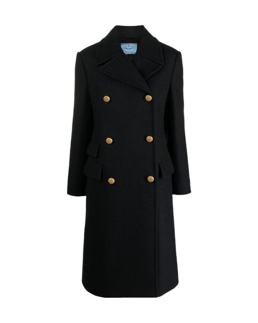 Prada Black Double-Breasted Wool Coat