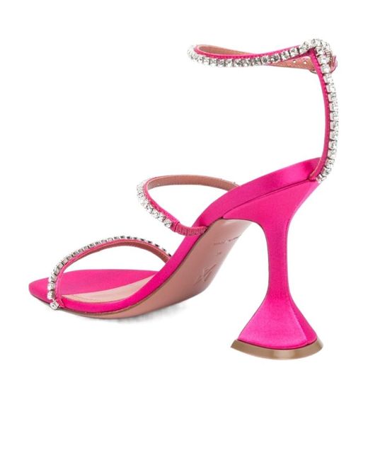AMINA MUADDI Pink Square-Headed High-Heeled Sandals