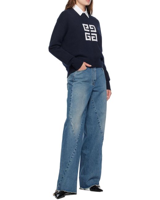 Givenchy Blue 4G Motif Oversized Knit Jumper
