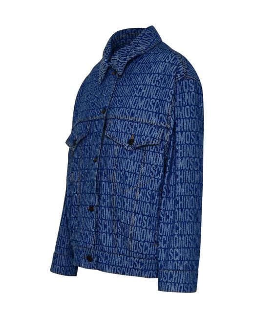 Moschino Blue Monogram-Print Denim Jacket