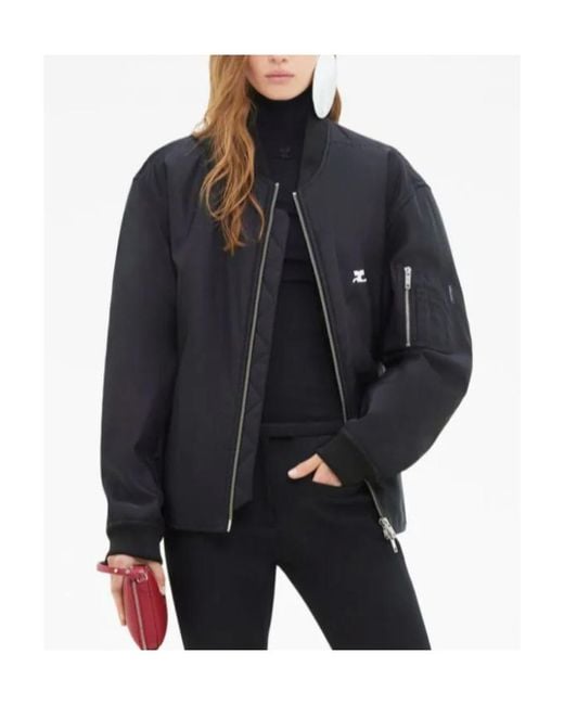 Courreges Blue Courrèges Logo Embroidered Bomber Jacket