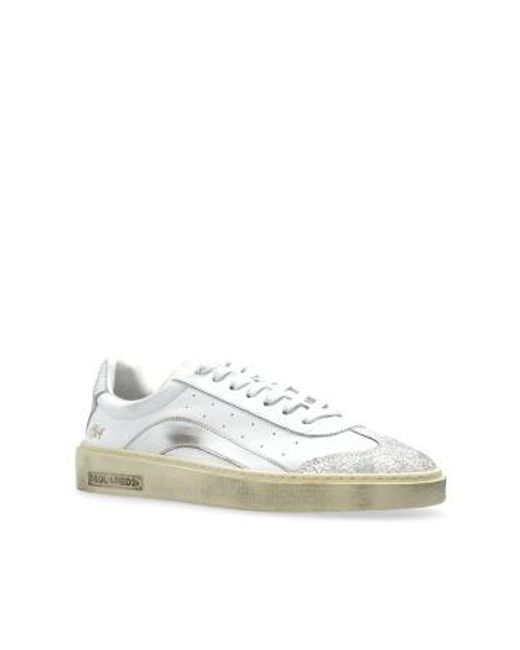 DSquared² White Distressed Lace-Up Sneakers for men