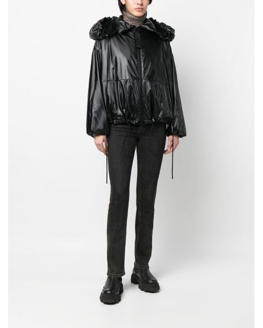 Emporio Armani Black Boxy Faux-Leather Jacket