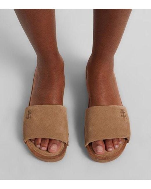 Brunello Cucinelli Natural Suede Clogs