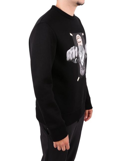 Neil Barrett Black Frontal Impact Color Printing Detail Hoodie for men