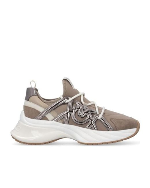 Pinko Gray Ariel 01 Lace-Up Sneakers