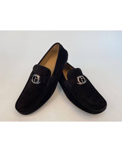 Giorgio Armani Black Buckle Business Casual Shoes for men
