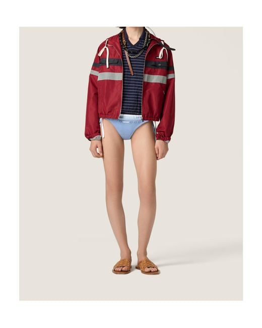 Miu Miu Red Technical Fabric Blouson Jacket