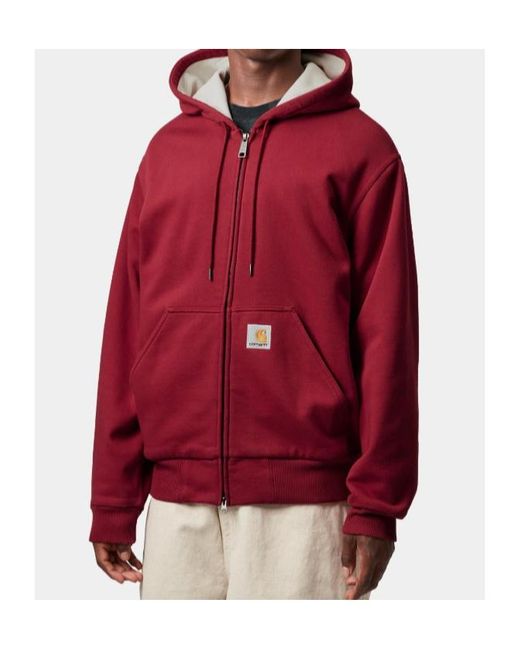 Carhartt Red Logo Patch Zipped Hoodie for men