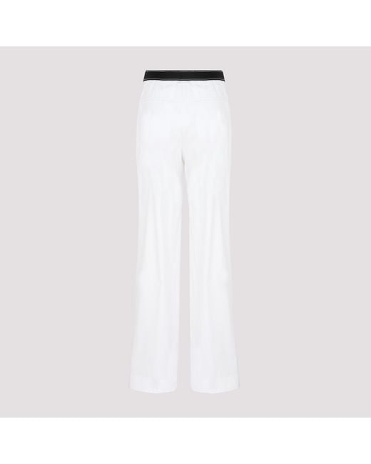 Prada White Logo Wide-Leg Casual Pants