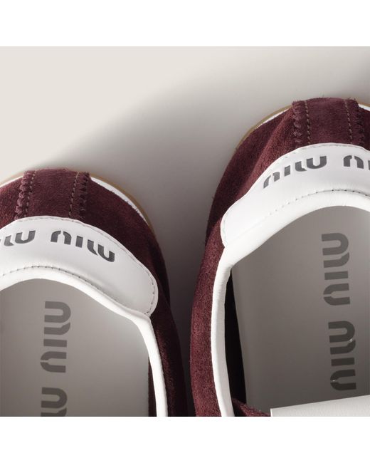 Miu Miu Brown Plume Suede Sneakers