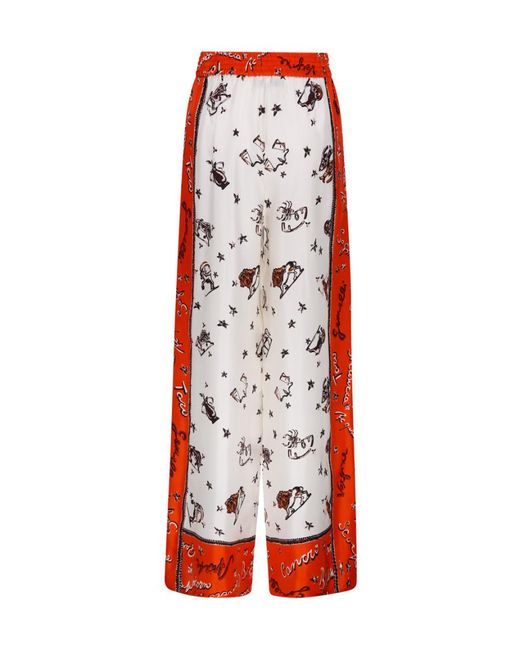 Fendi Red Silk Trousers