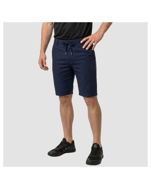 Boss Blue Drawstring-Waist Bermuda Shorts for men