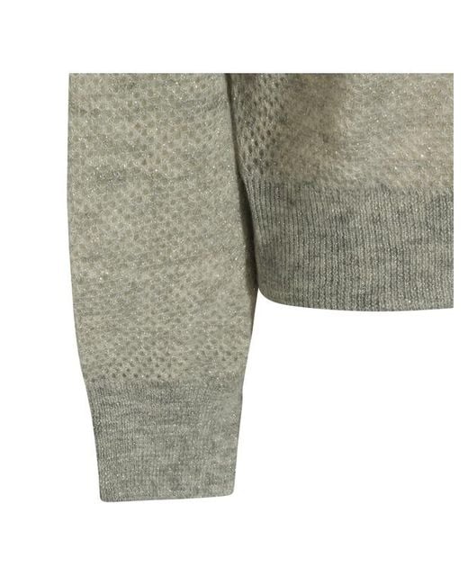 Brunello Cucinelli Gray Crewneck Straight-Hem Sweater