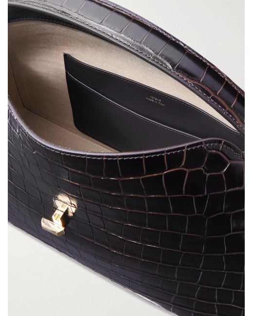 Totême Black Totême T-Lock Embossed Top Handle Bag