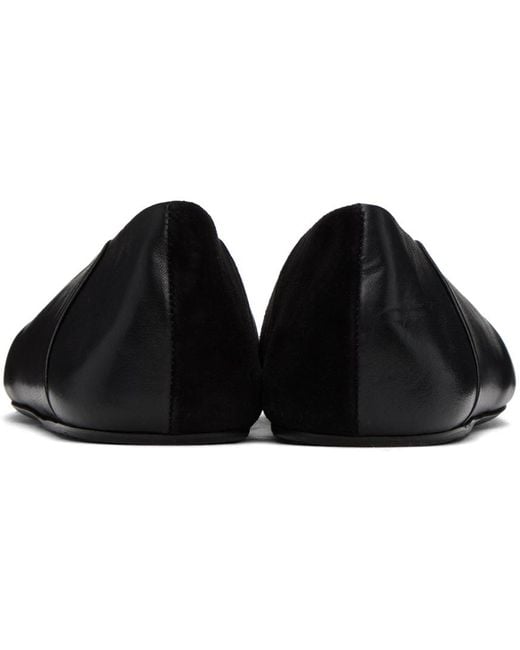 Jil Sander Black Square-Toe Slip-On Ballerina Shoes