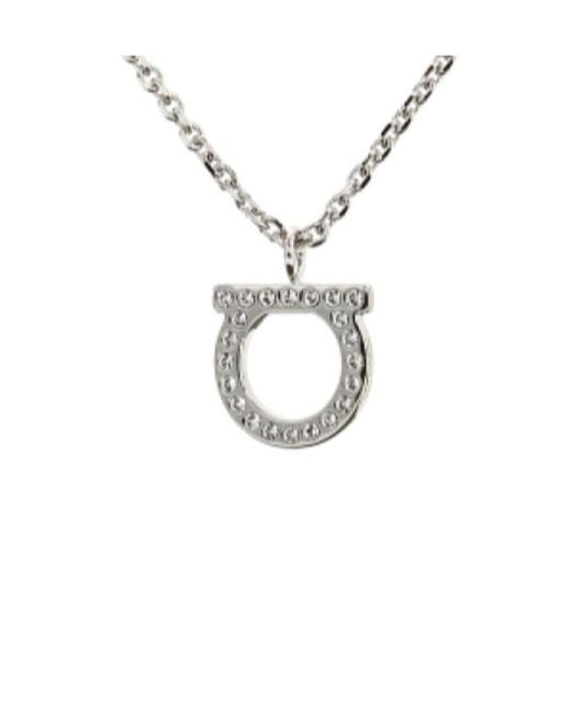 Ferragamo White Ferragamo Iconic Gancini Necklace