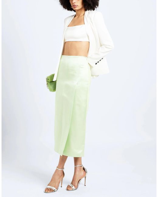 Tory Burch Green Solid Color Satin Wrap Skirt